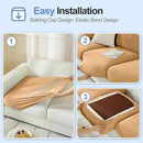 Large Backrest Cushion Covers Super Stretch Backrest Covers for 3 Cushion Couch Sofa, Couch Back Cushion Covers Featuring with Chenille Yarn (Softer Version, 3PC, Khaki) by CozyNest Decor