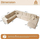 Cloud Sectional Couches for Living Room,U Shaped Modular Sofas No Assembly,165x107 Inches Plush Corduroy Oversized Floor Couch Set with Deep Seat Chaise,Beige