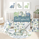 Custom Baby Crib Bedding Set, 5 Pcs Personalized Name Green Dino Baby Crib Set for Kid Infant Toddler, Double Layer Customized Present by TinyTreasures Baby Boutique