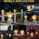 Solar Post Flame Light,Outdoor Deck Fence Post Cap LED Light,Waterproof 4x4 5x5 6x6 White Post Top Solar Powered Light with Flickering Flame for Garden Outside, 4 Pack by GreenHaven Gardens