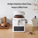 Ceramic Coffee Canister with Airtight Lid and Scoop, Large 74 Fl Oz / 2.2 L Kitchen Food Storage Container Jar for Grounds Coffee, Beans, Tea, Sugar, Flour, Cereal, Nuts, Cookie, White by CozyNest Decor