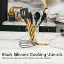 Black and Gold Kitchen Utensils Set - 19-PC Set Includes Stainless Steel and Silicone Cooking Utensils, Measuring Cups and Spoons - Black and Gold Kitchen Accessories for Stylish Cooking & Serving by CozyNest Decor