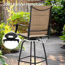 PHI VILLA 7 Piece Patio Bar Dining Set, Bar Height Outdoor Table and Chairs with 6 Swivel Bar Stools (Padded Textilene) & Large Rectangle Metal Table for Deck, Garden and Yard by CozyNest Decor