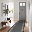 Beverly Rug Outdoor Runner Rug 2x7 Modern Floral Bordered Area Rugs for Indoor and Outdoor Patio Easy to Clean Non Shedding Living Room Porch Garden Washable Outside Carpet (2 x 7 Dark Gray) by CozyNest Decor
