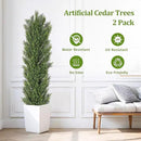 THE BLOOM TIMES 6ft Tall Topiary Trees Artificial Outdoor – UV Resistant Faux Cedar Pine Cypress Bushes and Shrubs, Fake Potted Plants for Front Porch Outside Planter Patio Decor, Set of 2 (6 Foot) by GreenHaven Gardens