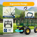 VIVOHOME Heavy Duty 880 Lbs Capacity Mesh Steel Garden Cart Folding Utility Wagon with Removable Sides and 4.10/3.50-4" Wheels 10 Inch Tire(Green) by GreenHaven Gardens