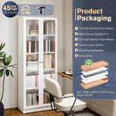 5 Tier Metal Curio Cabinets, Modern Bookshelf Cabinet with 4 Adjustable Shelves, Cabinet Display Case for Home Office, Living Room, Pantry (White-27.5W) by CozyNest Decor