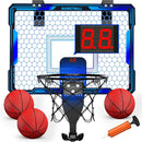Basketball Hoop Indoor, Mini Basket Ball Hoop with 7 LED Lighting, Scoreboard, Over Door Basketball Hoop with 3 Modes, Volume Adjustable, Foldable, Basketball Toys Gifts for Kids Adults (Blue) by TinyTreasures Baby Boutique