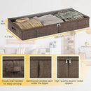 Brown Low Profile Under Bed Storage Containers 5 inches high, 33.8"x 17.7"x 5.1", Sturdy Underbed Shoe Storage Organizer, Foldable Fabric Under the Bed Storage Bins - Pack of 2 by CozyNest Decor