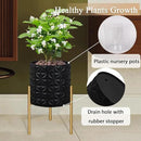 ARNIS Modern Planter Pots, Set of 2 Large Planters with Stand, Decorative Planters, Metal Pots with Drainage Holes for Living Room, Office, Garden or Balcony, 10.5 &12.25 Inch, Matte Black by CozyNest Decor