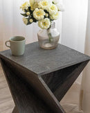 Modern Hand Made One-of-a-Kind Carved Mango Wood End Table, Farmhouse Side Table,Farmhouse End Table,Living Room,Bedroom, Accent Table, Contemporary Architectural Designed Grey,Assembled by CozyNest Decor