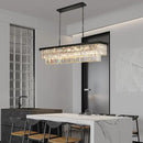 Crystal Chandeliers for Dining Room Light Fixtures Over Table，18-Lights Black Modern Rectangle Chandeliers for Kitchen Island Bar L46 Inch by CozyNest Decor