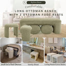 3-Piece 53" Comfy Upholstered Dining Bench with 2 Ottomans, Accent Waterfall Bench Modern End of Bed Entryway Bench Vanity Stool, Green Chenille by CozyNest Decor