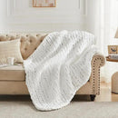 Carriediosa Chunky Knit Throw Blanket 50" X 60", 100% Hand Made Large Chenille Loop Yarn Soft Fluffy Throws for Couch Sofa Bed, Big Crochet Cozy Heavy Thick Cable Woven Blankets, Snow White by CozyNest Decor