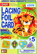 EZCRA Premium Foil Edge Lacing Cards for Kids Ages 3-6 | 10 Double-Sided Animal and Space Sewing Cards with Multilingual Learning | Durable Cardboard Fine Motor Skills Activity Kit by TinyTreasures Baby Boutique