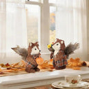 winemana 2 Pack Fall Decor Fox, Thanksgiving Decorations Indoor Sisal Foxes for Home Table Centerpiece Handmade Autumn Woodland Animal Friend Figurines with Pumpkin for Shelf Office Décor by CozyNest Decor