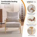 VINGLI Boho Braid Accent Armchairs Set of 2,Mid-Century Modern Chiars with Solid Wooden Armrest,Comfy Louge Cushion Chairs with Waist Pillow for Bedroom,Living Room,Reading Room, Light Grey by CozyNest Decor