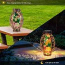 Hanging Solar Lantern Outdoor Waterproof Glass Solar Hummingbird Flickering Flame LED Garden Lights Metal Hollowed-Out Table Lamps Garden Decorations for Yard Patio Pathway Tabletop Tree Holiday by GreenHaven Gardens