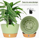QCQHDU 2 Pack Hanging Planters for Indoor Outdoor Plants, 8 Inch Hanging Baskets Flower Pots with Reservoir Tray & Visible Water-Level by CozyNest Decor
