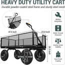 Taifa Heavy Duty 1100 Lbs Capacity Steel Garden Cart with 11.5 inch Tire, Removable Side Panels Turn Into Flatbed, Utility Cart for Yard Lawn and Farm, Metal Wagon with 180° Rotating Handle, Black by GreenHaven Gardens