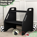 AMBIRD Wooden Step Stool, 15.75'' H Potty Training Toddler 300 lbs Capacity with Safety Non-Slip Pads and Handles, Step Stools for Kids, Bamboo 2-Step Stool for Bathroom, High Beds (Black) by TinyTreasures Baby Boutique