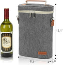 ZORMY 2 Bottle Insulated Wine Tote Bag, Wine Carrier Travel Padded Cooler Bag with Shoulder Strap & Corkscrew Opener, Perfect Wine Lover's Gift, Great for Picnics Grey by TinyTreasures Baby Boutique