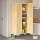 Tall Storage Cabinet, Kitchen Pantry Cabinet with 2 Doors & Adjustable Shelves for Laundry Room, Living Room, Entryway,Bathroom,Natural by CozyNest Decor