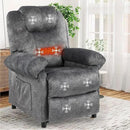 KCREAM Massage Recliner Chair with Heating,Overstuffed Fabric Reclining Chairs for Living Room,Small Recliner Manual Reclining Single Sofa Recliners Lounge Chair,Grey by CozyNest Decor