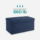 SONGMICS MAZIE Collection - 30 Inches Folding Storage Ottoman Bench, Ottoman Foot Rest, End of Bed Bench, Storage Chest, Load 660 lb, for Living Room, Bedroom, Entryway, Midnight Blue ULSF47IN by CozyNest Decor