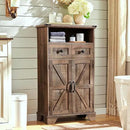 Bathroom Floor Cabinet, Farmhouse 24" Wide Cabinet with Drawer, Adjustable Shelf, Barn Doors, Cabinets for Bathroom, Kitchen, Living Room, Rustic Brown by CozyNest Decor