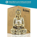 Nacome Meditating Buddha Statue with Solar Light,Zen Solar Garden Buddha with Cracked Glass Ball Sculpture-Indoor/Outdoor Decor for Balcony,Garden,Patio,Porch Yard Art Ornament,10.5 inch(Gold) by GreenHaven Gardens