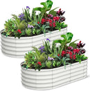 2 Pcs 6x3x1.5ft Oval Raised Garden Bed, Galvanized Raised Beds,Open-Ended Base Metal Raised Planter Beds,Garden Bed Outdoor,Planter Raised Boxes for Vegetables, Flowers,Tool-Free Asse,White by CozyNest Decor