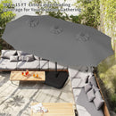 Shintenchi 16FT Large Patio Umbrella with Base, Outdoor Double-Sided Rectangular Umbrella, Market Umbrella with Crank Handle for Poolside Lawn Garden, Gray by GreenHaven Gardens