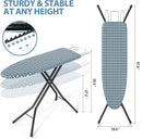 KINGBOARD Ironing Board, Foldable Iron Board with Iron Rest, Compact Ironing Board with Height Adjustable, Extra Thick Heat-Resistant Cover, Heavy-Duty Sturdy Metal Legs, 43x13 Blue by CozyNest Decor