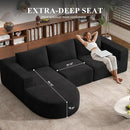 Modular Sectional Sofa with L-Shape Chaise,Cloud Sectional Modern Sleeper Couch with Deep Seat,Sponge Compression Sofas No Assembly Required (Black-Corduroy Fabric) 1PCS by CozyNest Decor