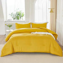 Litanika Mustard Yellow Comforter Set Queen Size, 3 Pieces Lightweight Solid Bedding Comforter Set, All Season Fluffy Bed Set (90x90In Comforter & 2 Pillowcases) by CozyNest Decor
