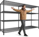 REIBII 81.5''W Storage Shelves 3680LBS Garage Shelving Heavy Duty 4 Tier Metal Shelving Unit Adjustable Wire Shelf and Storage Pantry Shelves for Kitchen Garage，81.5Wx23.62Dx70.86H，Black by CozyNest Decor