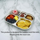 Korean Stainless Steel Divided Plates by KS&E, Little Kids Toddlers Babies small Tray, BPA Free, Diet Food Control, Compact Serving Platter, Snack, 5 Compartment Plate Silver, Set of 2 by TinyTreasures Baby Boutique