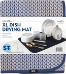 S&T INC. Dish Drying Mat XL, 18” x 24”, Absorbent Microfiber Kitchen Counter Mat, Dish Drying Pad for Dishes, Utensils, Pots and Pans, Extra Large, Blue Stockinette by CozyNest Decor