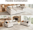 Nolany Modular Sectional Couch with Storage Ottoman, Corduroy Sleeper Sectional Sofa with Chaise, Sectional Couches for Living Room, Beige by CozyNest Decor
