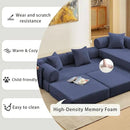 107" Oversized Convertible Sleeper Sofa Bed, Corduroy L Shape Sectional Couch, Folding Sofa Bed with Side Pocket, Modern Cloud Floor Mattress Couch,Modular Sofa for Living Room,Dark Blue by CozyNest Decor