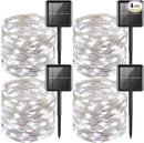 YEGUO White Solar Fairy Lights Outdoor Waterproof, 4 Pack Each 33ft 100 LED String Light, 8 Modes Silver Wire Twinkle Lights by GreenHaven Gardens