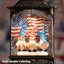 Gnome Snow Globe Lantern 4th of July Decorations with Timer, USB and Battery Powered 4th of July Shirts Patriotic Gnomes and American Flag Independence Day 10.2 inch by CozyNest Decor