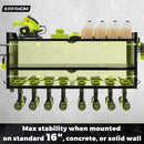 KAFAHOM Power Tool Organizer，Large 8 Drill Holder Wall Mount with 2 Side Pegboards,Metal Tool Shelf with 12 Hooks，Storage Rack for Garage Organization，Utility Cordless Drill Holder - Black by GreenHaven Gardens