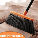 Small Broom Stiff Bristles Brush with Long Handle Indoor or Outdoor Compact Broom for Sweeping Patio Garage Garden,Deck,Concrete Floor,Bathroom (Orange) by CozyNest Decor