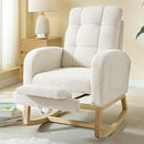 NIOIIKIT Modern Nursery Rocking Chair, Teddy Upholstered Rocking Chair with Footrest, Comfortable Rocker Chair with Side Pocket, Rocker Chair for Living Room, Bedroom, Nursing Room (White) by TinyTreasures Baby Boutique