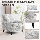 Wingback Accent Chair with Removable Pillow, High Back Floral Armchair with Solid Wood Legs & Nailhead Trim, Comfy Upholstered Reading Single Sofa Chair for Bedroom (1, Bird Floral Pattern) by CozyNest Decor