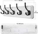 SKOLOO Rustic Wall Mounted Coat Rack, 16 inches Hole to Hole, Case of 2, Pine Solid Wood Coat Hook Hanger - 5 Hooks for Hanging Clothes Robes Towels Coats by CozyNest Decor