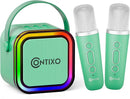 Contixo KS1A Kids Mini Karaoke Machine with LED Lights, 7–10H Playback, Dual Wireless Mics, Magic Voice Effects, Bluetooth Speaker for Children, Portable Singing Toy Gift for Boys & Girls, Green by TinyTreasures Baby Boutique