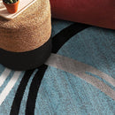 Rugshop Modern Wavy Circles Design 6' 6" (6' 6" Diameter) Blue by TinyTreasures Baby Boutique